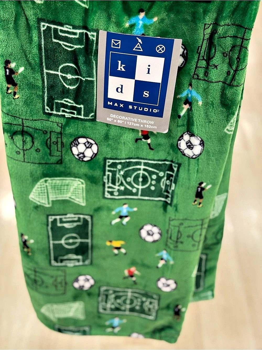 Max Studio Kids Soccer Kids Decorative Throw Blanket Green
